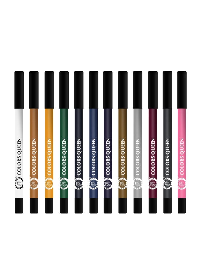 Colors Queen Vivid Matte Eye & Lip Liner Pencil Set | Long Lasting, Waterproof & Smudge Proof Lip Liner | Bold & Creamy Set of 12 (1.5g x12) | Multi Color C - Image 3